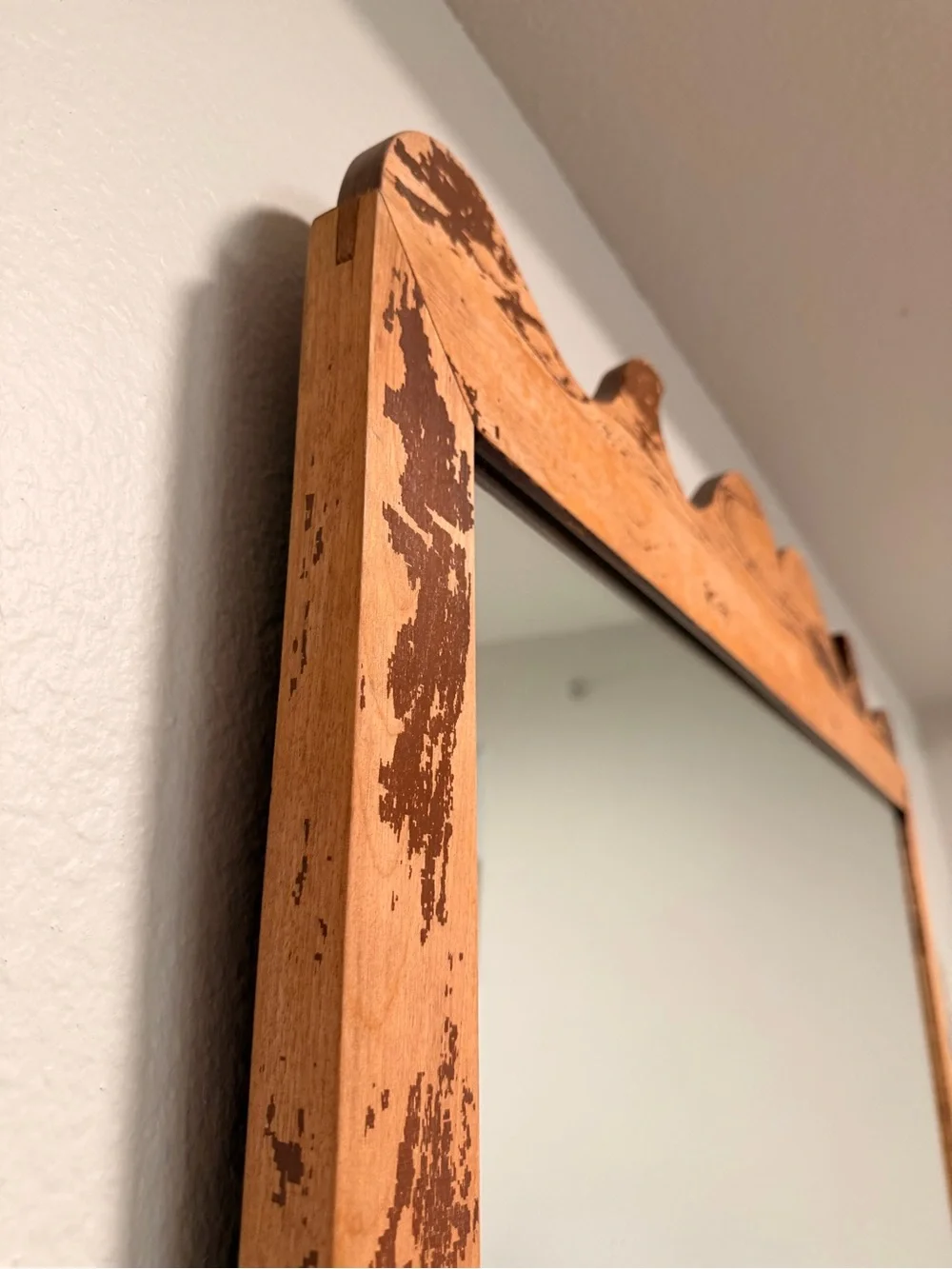 Antique Scalloped Wood Mirror